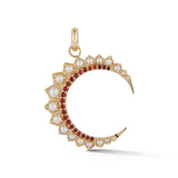 14K Gold Garnet & Pearl Crescent Moon Estelle Charm - storrow