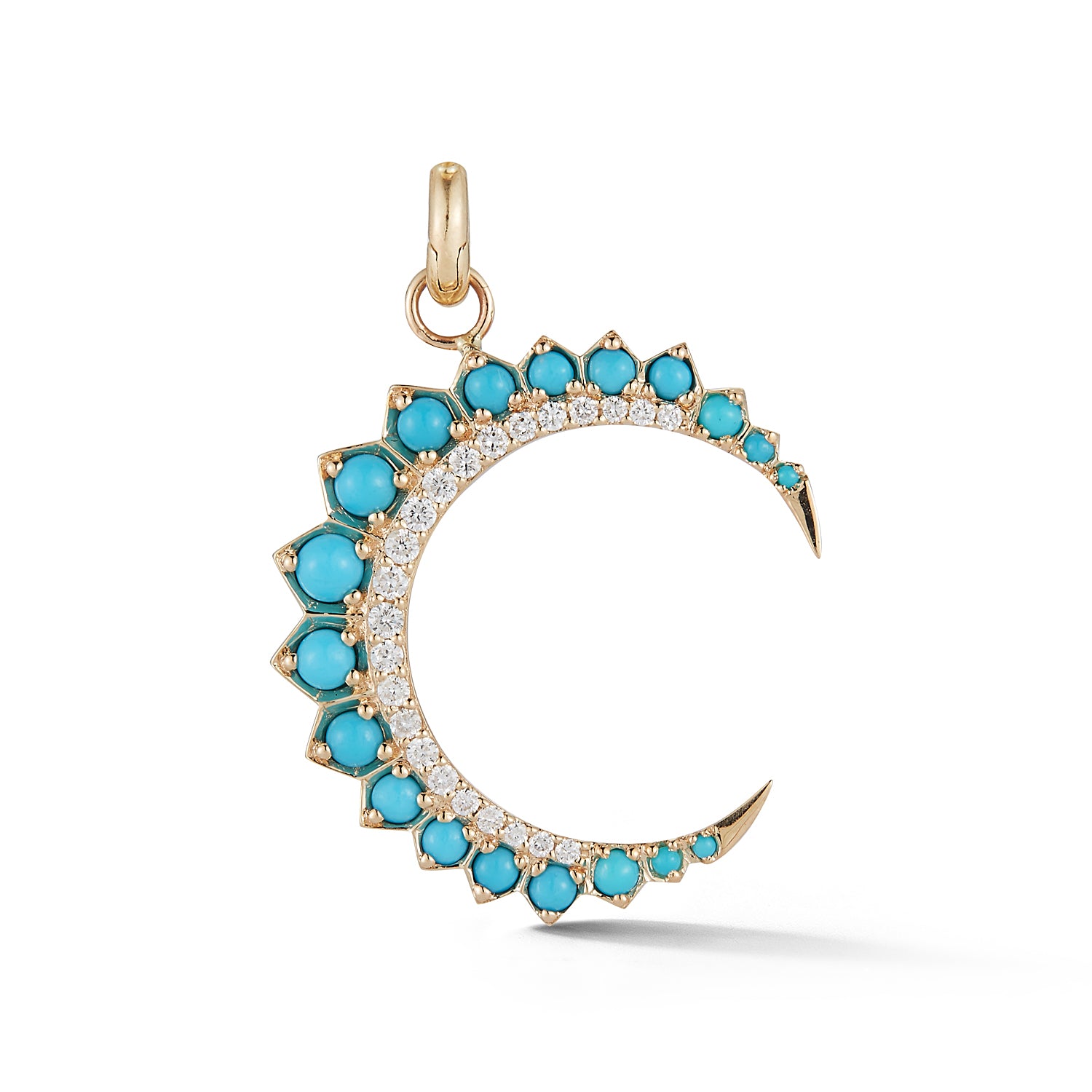 Elemental Gems 18K Gold Plated Campitos Turquoise Crescent Moon Pendant w/ Chain