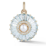 14K Gold Aquamarine Diamond & Pearl Emily Large Charm - storrow