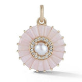 14K Gold Pink Opal Diamond & Pearl Emily Large Charm - storrow