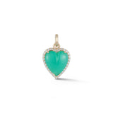 14K Gold Diamond & Chrysoprase Alana Heart Charm - storrow gift for her