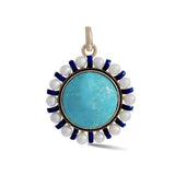 14K Gold Turquoise Pearl & Blue Enamel Libby Charm - storrow