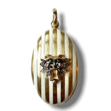 14K Gold & White Enamel Guardian Lion Lynn Locket