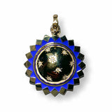 14K Gold & Peri Enamel Celestial Orb Mildred Medallion