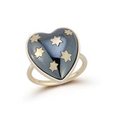 14K Gold Hematite Anna Heart Ring