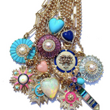 14K Gold Pearl & Blue Enamel Guardian Lion Maude Medallion - storrow