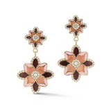 14K Gold Violet Double Drop Mixed Stone & Enamel Earrings