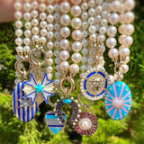 14K Gold Mother of Pearl Turquoise & Enamel Emmeline Charm - storrow