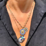 14K Gold Gemstone Pearl & Enamel Josephine Charm - storrow