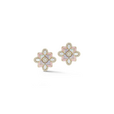 14K Gold Violet Mini Stud Mixed Stone & Enamel Earrings