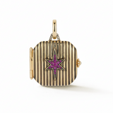 14K Gold Pink Sapphire Star Stripe Luminary II Locket (Copy)