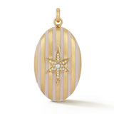 14K Gold Pearl Diamond & Light Pink Enamel Lillian Locket - storrow