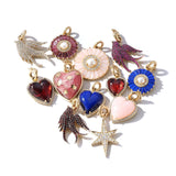 14K Gold Diamond & Garnet Alana Heart Charm