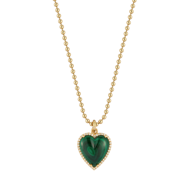 14K Malachite Large Alana & 18" Stanley Charm Necklace