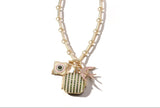 14K Gold Elongated Book Link Ernie Chain, Circle Bail Center - storrow