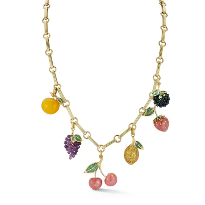 14K Fruit Salad Multi-Charm Necklace