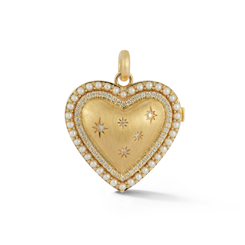 14K Gold Diamond & Pearl Laney Locket