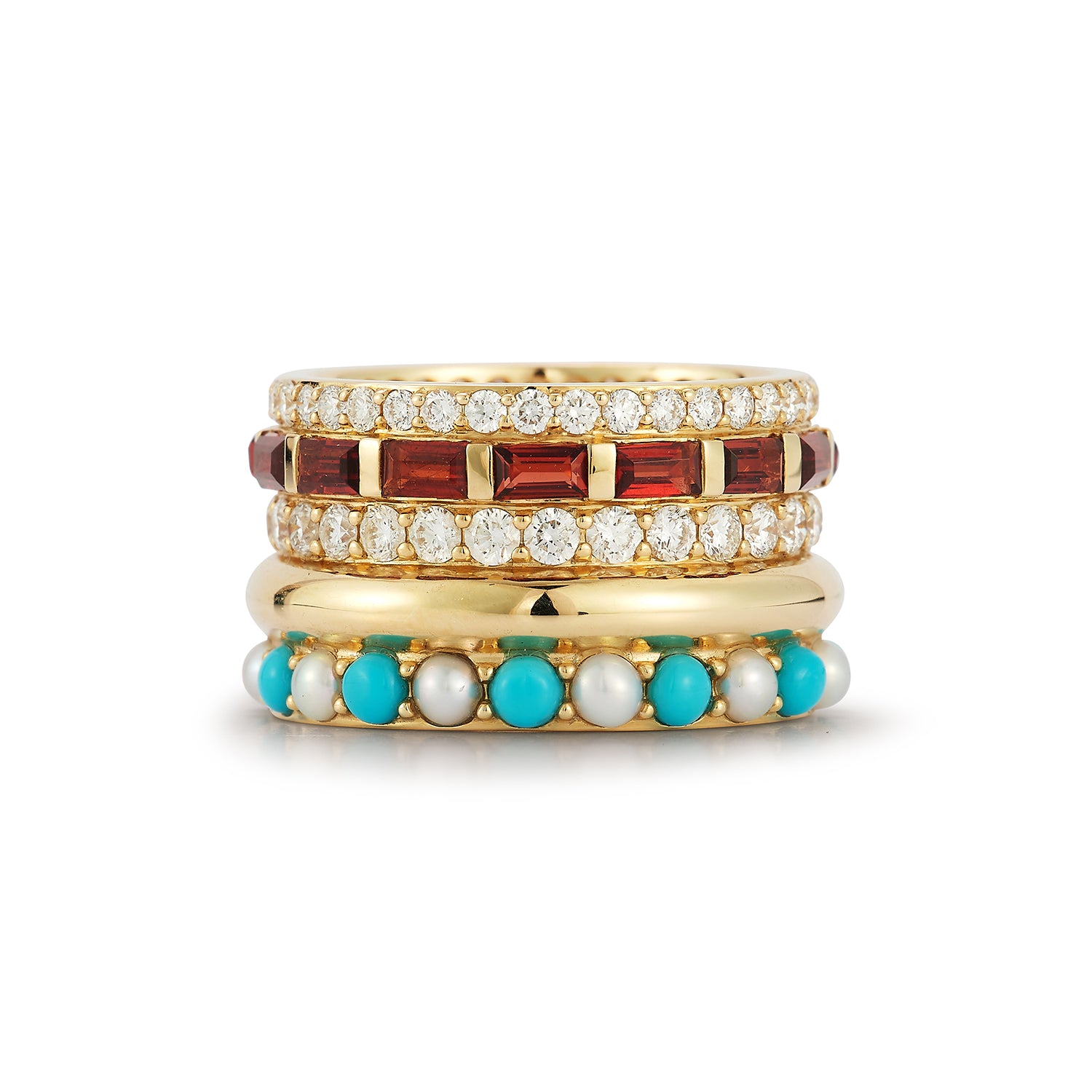 14K Gold Mixed Stone Pre-Stacked Strata Ring – storrow