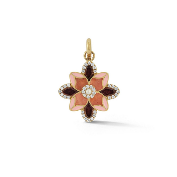 14K Gold Mini Violet Flower Mixed Stone Charm