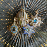 14K Gold London Blue Topaz & Diamond Star Of David Charm