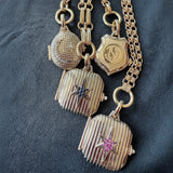 14K Gold Pink Sapphire Star Stripe Luminary II Locket (Copy)