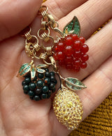 14K Gold Emerald & Agate Raspberry Charm