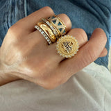 14K Suzie Trillion London Blue Topaz & Diamond Band