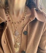 14K Gold Pink Garnet & Diamond Oval Stripe Legacy Locket