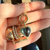 14K Gold Diamond & London Blue Topaz Alana Heart Charm