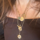 14K Gold Emerald & Diamond Star Of David Charm