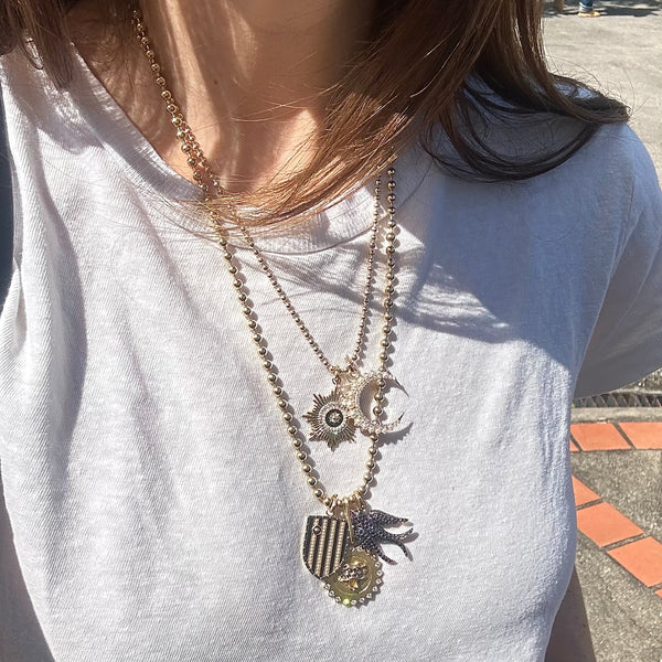14K Gold & Black Diamond Large Birdie Charm