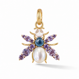 14K Gold Amethyst & London Blue Topaz Beatrice Bee Charm