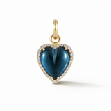 14K Gold Diamond & London Blue Topaz Alana Heart Charm