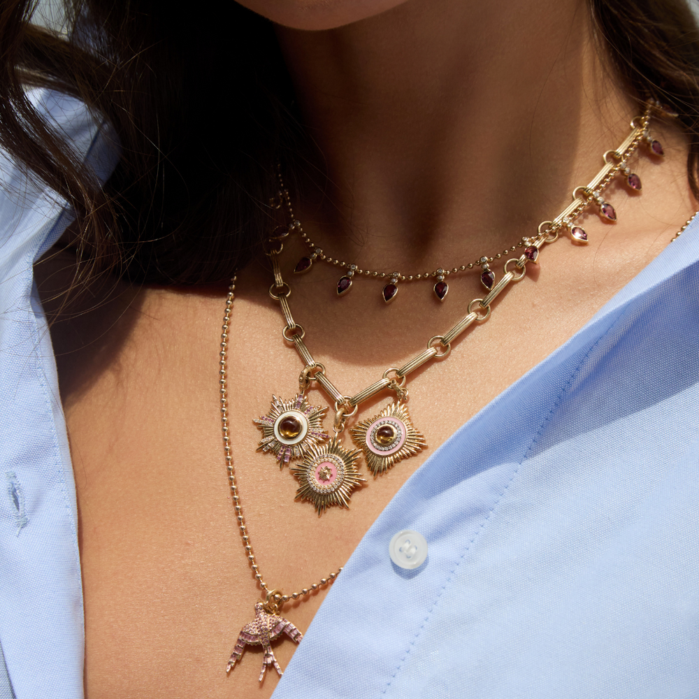 14K Gold & Pink Sapphire Evelyn Bird Charm – storrow