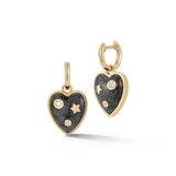 14K Gold & Malachite Anne Diamond Heart Huggie Earrings