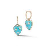 14K Gold & Rhodochrosite Anne Diamond Heart Huggie Earrings