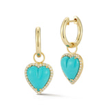 14K Gold & Turquoise Alana Diamond Heart Huggie Earrings - storrow