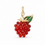Sweet by nature, solid gold by design. Crafted in 14K gold with red agate beads and an emerald baguette leaf, our raspberry charm brings a little color, character, and whimsy to your everyday stack.