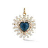 14k gold blue topaz pearl gemstone heart charm necklace pendant gifts for her mothers day gifts charm necklace charm bracelet romantic gift unique gift