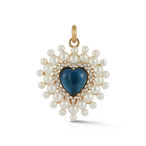 14k gold blue topaz pearl gemstone heart charm necklace pendant gifts for her mothers day gifts charm necklace charm bracelet romantic gift unique gift