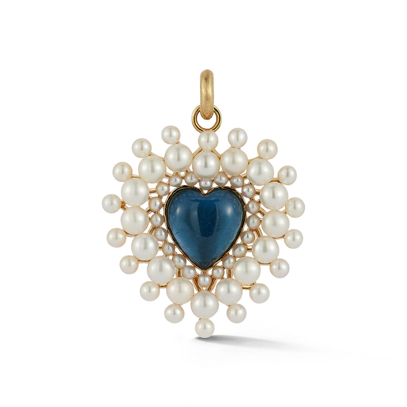 14k gold blue topaz pearl gemstone heart charm necklace pendant gifts for her mothers day gifts charm necklace charm bracelet romantic gift unique gift