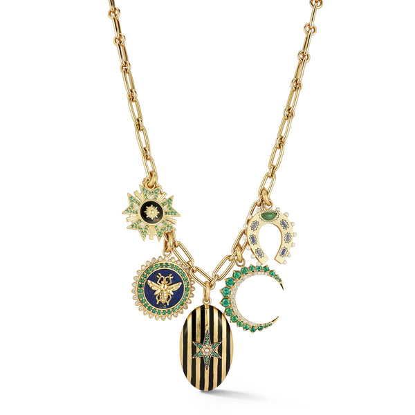 14K Florence, Minnie & Lillian Locket Multi-Charm Necklace