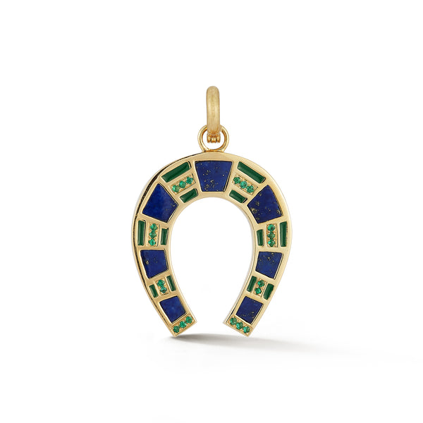 14K Gold Lapis & Emerald Hallie Charm