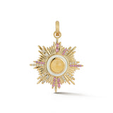 14K Gold Diamond Citrine & Pink Sapphire Victoria Medallion