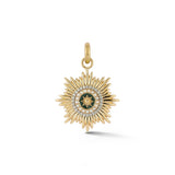 14K Gold Diamond Pearl & Green Enamel Mini Vale Medallion charm bracelet jewelry gift for her