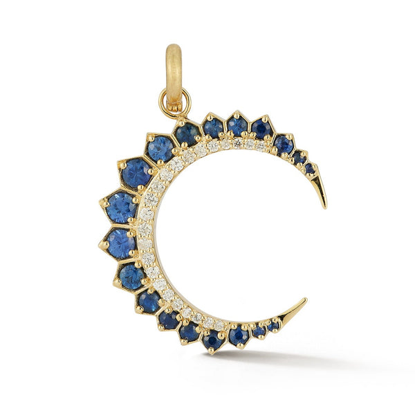 14K gold blue sapphire And Diamond Estelle Moon Charm jewelry necklace celestial victorian inspired gift for her storrow 