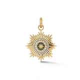 14K Gold Diamond Pearl & Gull Gray Enamel Mini Vale Medallion