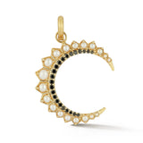 14K Black Diamond & Pearl Crescent Moon Estelle Charm - storrow