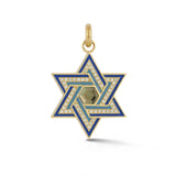 14K Gold London Blue Topaz & Diamond Star Of David Charm Magen David unique israel