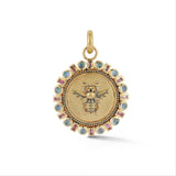 14k gold bee charm medallion pink tourmaline baguette moonstone necklace jewelry symbolism 